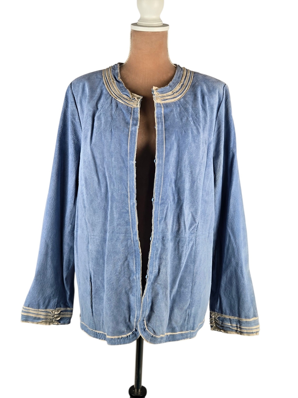 Bradley Bayou Suede Leather Jacket Genuine Floral Lining Blue XL